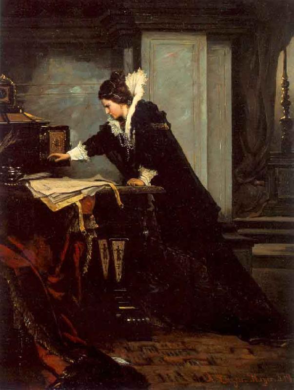 Frank Blackwell Mayer Queen Elisabeth Signs the Condemnation to Death to Mary Stuart oil painting image